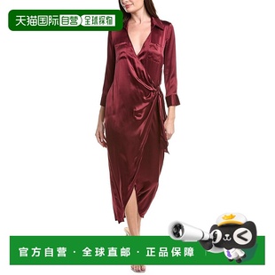 自营l'agenceL’AGENCE Kadi Long Silk Wrap Dress - burgundy