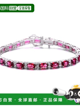 自营 GENEVIVE 纯银红宝石立方氧化锆网球手链 红色 美国奥莱直发
