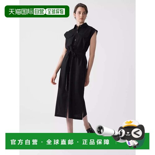 自营Barbour Birdie Shirt Dress Black Tie Waist Cap Sleeve Co