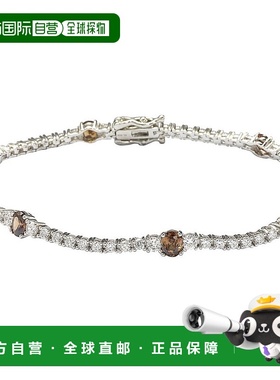 自营 Suzy Levian 纯银棕色和白色方晶锆石网球手链 - 棕色 美国