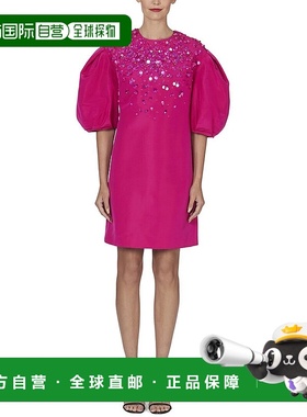 自营Carolina Herrera Dramatic Sleeve Silk Shift Dress - pink