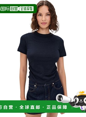 自营Veronica Beard Women's Damian Short Sleeve Top, Navy - n