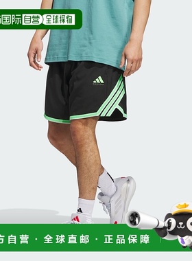 自营adidas Crazy Lite男式短裤-黑色/青柠色 美国奥莱直发休闲裤