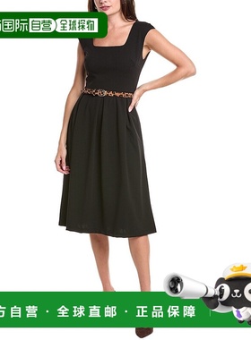 自营 Julia Jordan水肺Crepe Midi连衣裙-黑色 美国奥莱直发