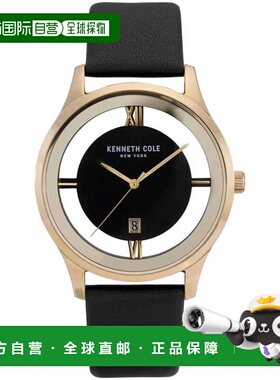 自营Kenneth Cole Men's 44mm Quartz Watch - black 美国奥莱直