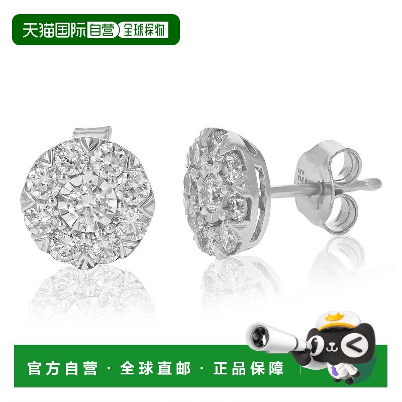 自营 vir jewels1 克拉圆形实验室培育钻石耳钉 .925 纯银爪镶 1/