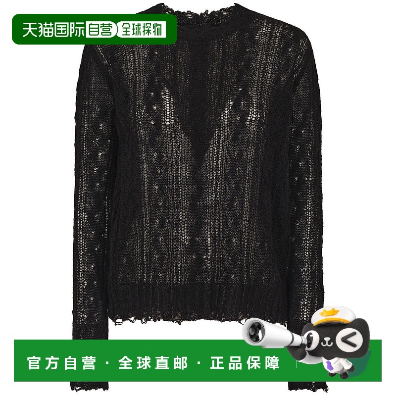 自营 alanui精致纹理针织毛衣,磨边-黑色 美国奥莱直发