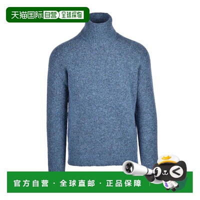 自营roberto collina蓝色棉质混纺高领毛衣-蓝色 美国奥莱直发