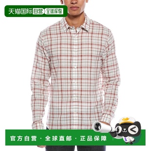 白色 Oakmont格子亚麻混纺衬衫 美国奥莱直发 Vince 自营