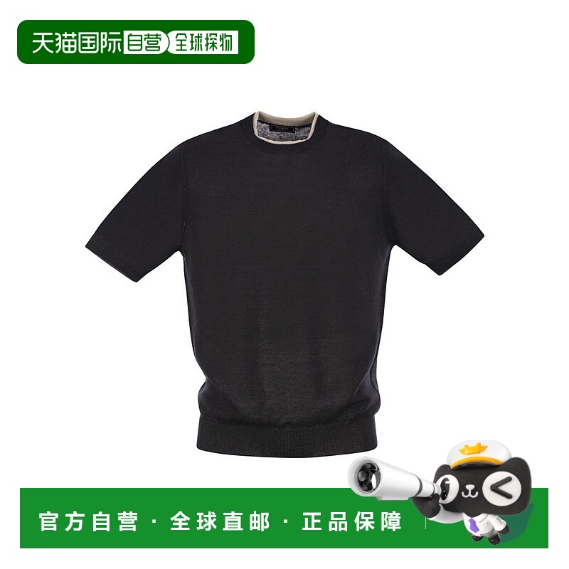自营pesericoT-Shirt In Linen And Cotton Yarn - blue 美国奥莱