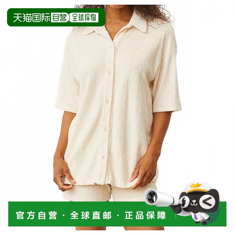 自营 monrow天然白色钻石Terry布大衬衫-天然白色 美国奥莱直发