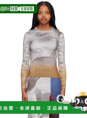 1h可退 香港直邮潮奢 ELLISS 女士 棕色 & 灰色 Eyes Open 长袖 T