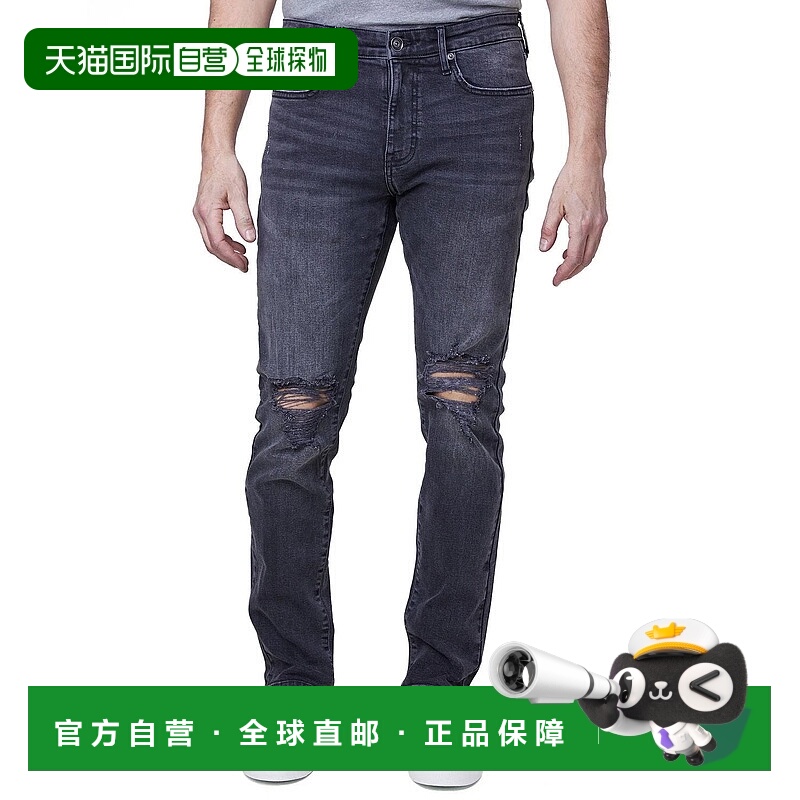 自营Lazer Jeans Mens Gray Denim Stretch Destroyed Slim Fit S