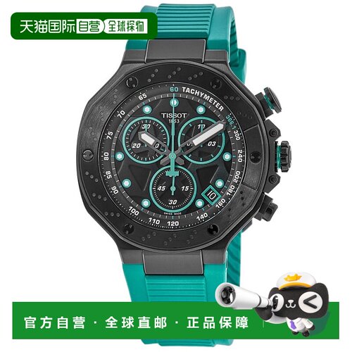 自营Tissot T-Race Chronograph Black Dial Green Rubber Strap