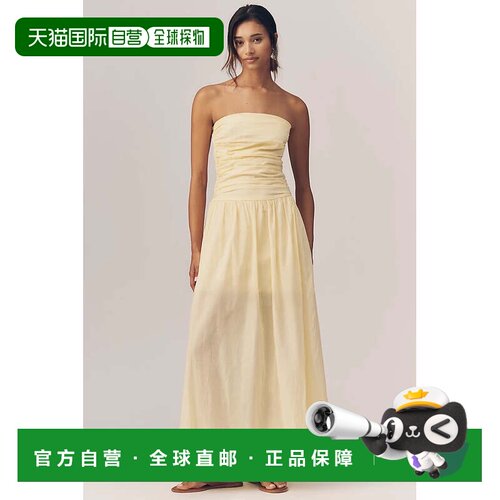 自营sundryVoile Ruched Maxi连衣裙-毛茛 美国奥莱直发