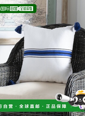 自营 Safavieh Orlando 枕头 - 海军蓝/白色 美国奥莱直发