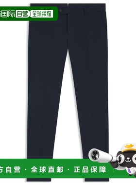 自营bossWashable slim-fit trousers in stretch cotton - dark