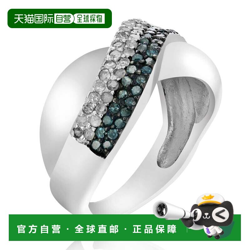 自营 vir jewels 2/3 cttw 蓝色和白色钻石结婚戒指 .925 纯银铑