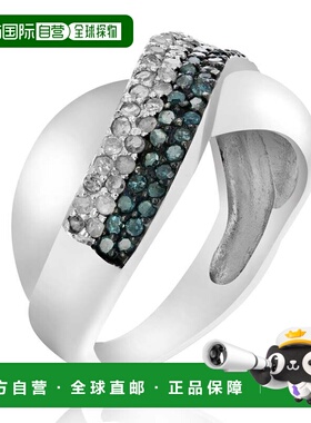 自营vir jewels 2/3 cttw 蓝色和白色钻石结婚戒指 .925 纯银铑 -