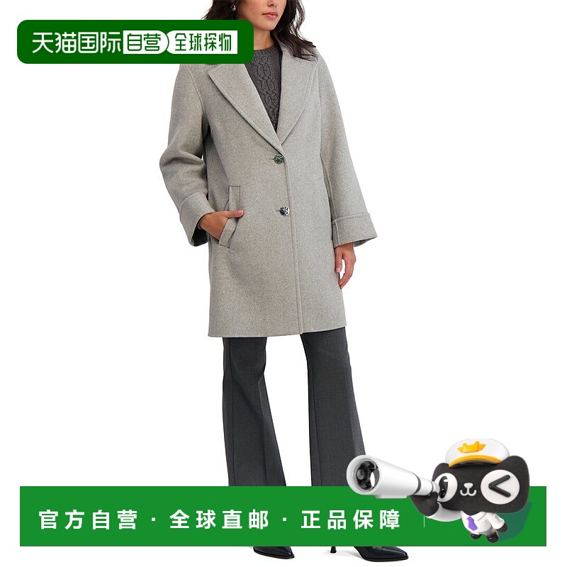 自营Tahari Sandra Medium Wool-Blend Coat - multi 美国奥莱直