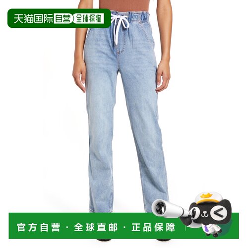 自营Topshop Women's High Waist Straight Leg Drawstring Jeans