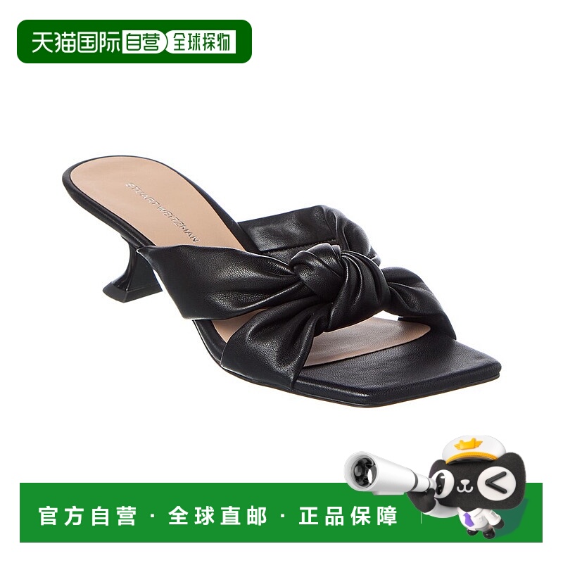 自营Stuart Weitzman Playa Knot皮革凉鞋-黑色 美国奥莱直发