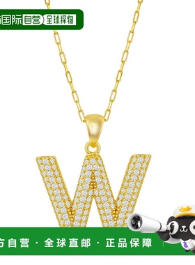 自营 simona纯银 Micro Pave CZ \'J\' Block Initial w/ 回形针