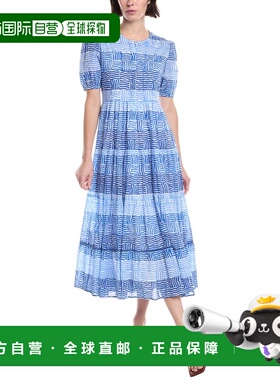 自营Ro's Garden Printed Midi Dress - blue 美国奥莱直发连衣裙