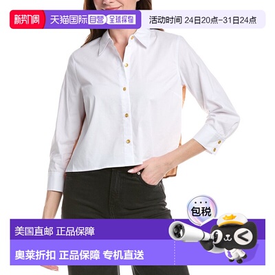 自营L'AGENCE Fawn Scarf Back 3/4 Sleeve Blouse - white 美国