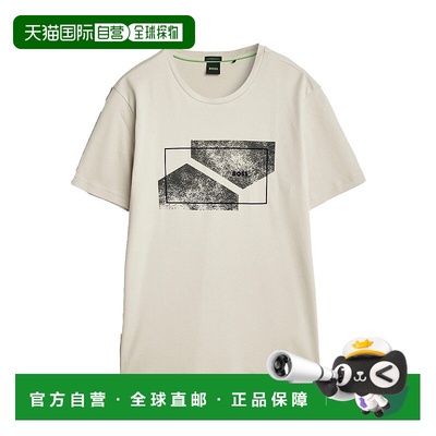 自营 Hugo Boss Men's Tee 9 Graphic Print Tee, Light Beige -