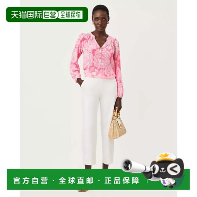 自营lilly pulitzer26英寸Sarissa高层作物长裤-度假村白色 美国