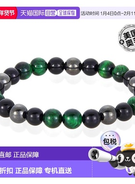 自营 Crucible Los Angeles 8 毫米串珠弹力手链，配有绿色虎眼石