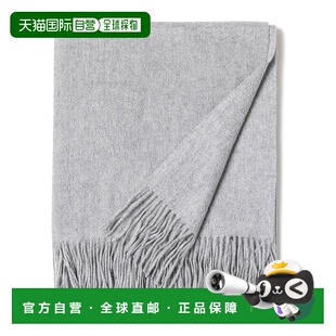Woven grey Cashmere Throw 美国奥 Fringed 自营sofiacashmere