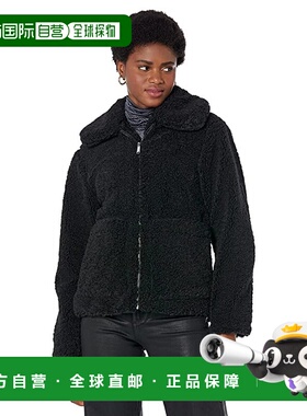 自营Sam Edelman Teddy Coat Women's Black Fleece Patch Pocket