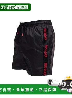 自营 hugo bossHugo 男式 Fab Logo 贴带泳裤，黑色 - 黑色 美国