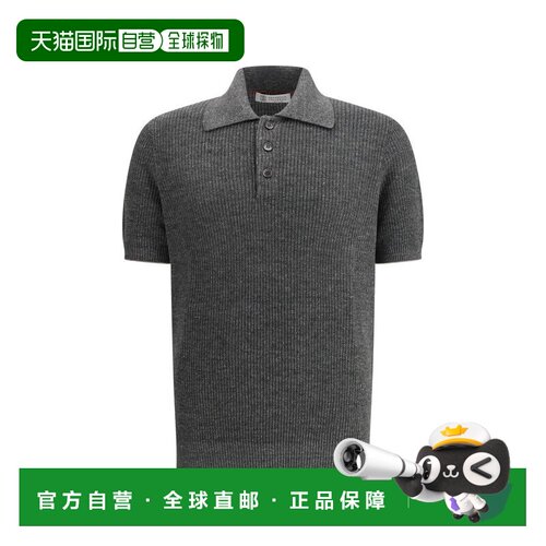 自营Brunello Cucinelli Cotton Polo Men's Shirt - gray 美国奥