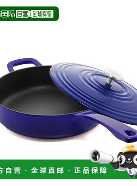 自营 chantal尚塔尔 5 夸脱。圆形铸铁炒锅带盖 - 钴蓝色 美国奥
