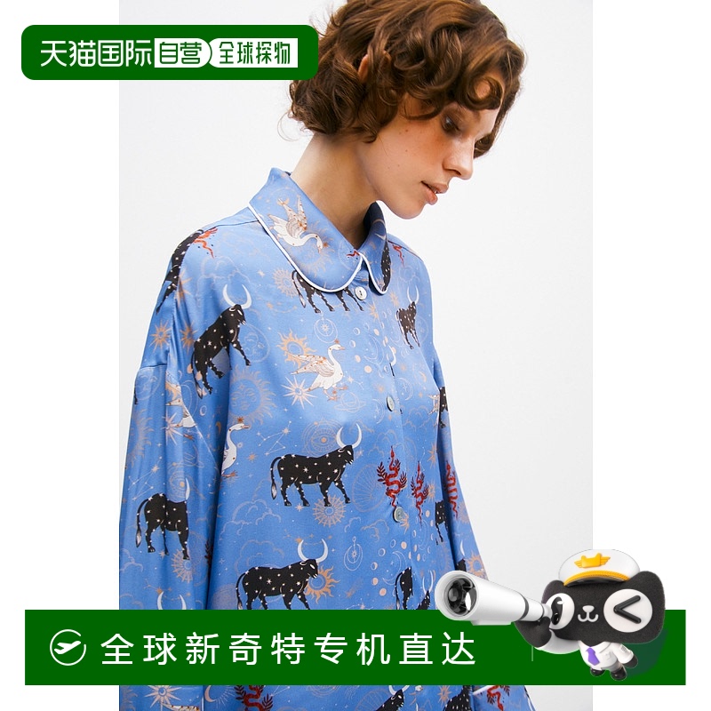 自营 sleeper蓝色神秘印花巴斯德大衬衫-蓝色神秘印花 【美国奥莱