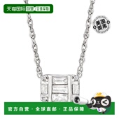 纯银 Ross 925 Pure Simons 长方形和圆形钻石群簇吊坠项链