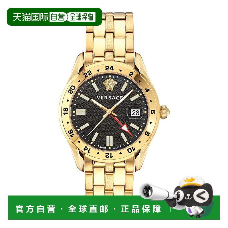 自营 versaceGreca Time GMT 腕表 - 金色/金色/黑色 美国奥莱直