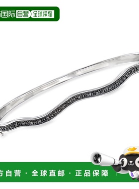 自营Ross-Simons 纯银黑钻波浪手镯 - 8 英寸 美国奥莱直发