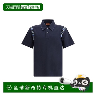 美国奥莱 自营missoni带有ZigZag男士 细节 米索尼Polo衫 蓝色