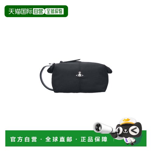 自营vivienne westwood黑色洗漱包织物拉链袋-黑色 美国奥莱直发