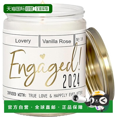 自营 lovery订婚礼物，香草玫瑰香味大豆蜡烛 - 白色、粉色、黑色