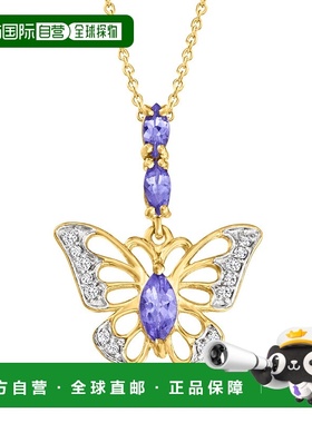 自营ross-simons罗斯-西蒙斯坦桑石和。 18 克拉金镀在纯银上白色