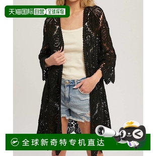 美国奥莱直发 自营 bluivy女式 钩针蕾丝开衫 黑色