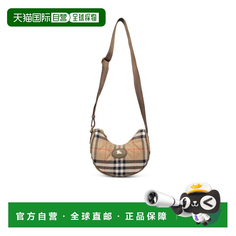 自营burberry新月形斜挎包，搭配绗缝格子图案-粉红色 美国奥莱直