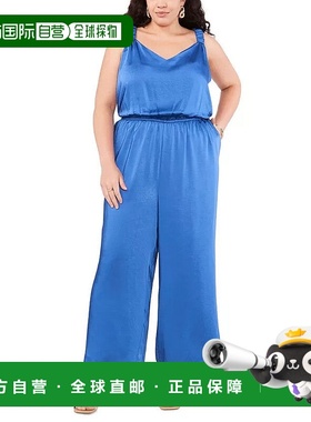 自营Vince Camuto Jumpsuit Women's Blue Cinched Waist Wide Le