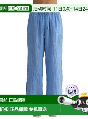 自营Bella Dahl Side Slit Linen-Blend Beach Pant - blue 美国