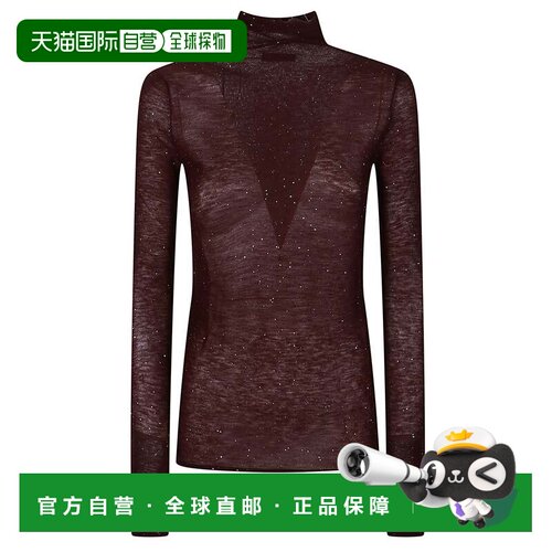 自营pinko勃艮第Moss羊毛混纺高领毛衣-黑色 美国奥莱直发